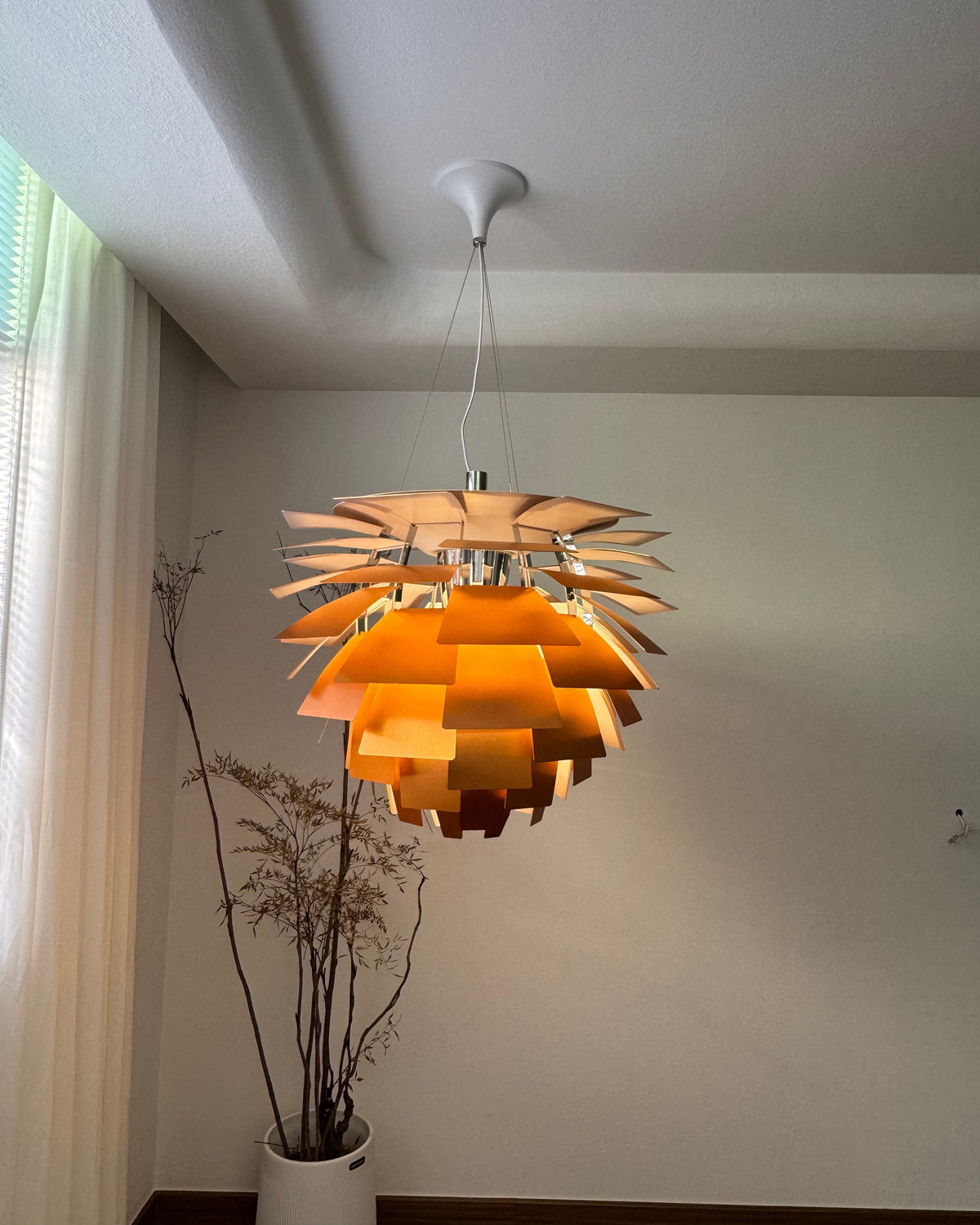 Layered Metal Fixture 19 in Wide Warm White E27 Socket Adjustable Height Kitchen Island Dining Room Cord Suspended Overhead Lighting Texture