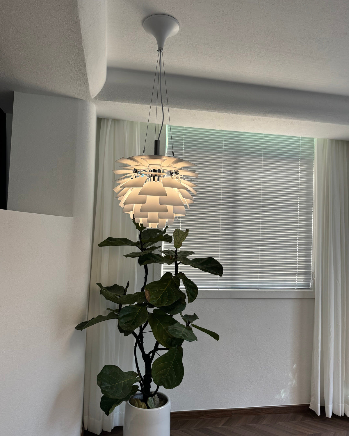 Layered Metal Fixture 19 in Wide Warm White E27 Socket Adjustable Height Kitchen Island Dining Room Cord Suspended Overhead Lighting Texture