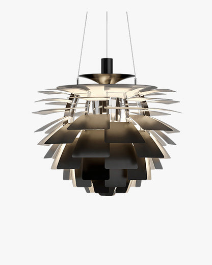 Layered Metal Fixture 19 in Wide Warm White E27 Socket Adjustable Height Kitchen Island Dining Room Cord Suspended Overhead Lighting Texture