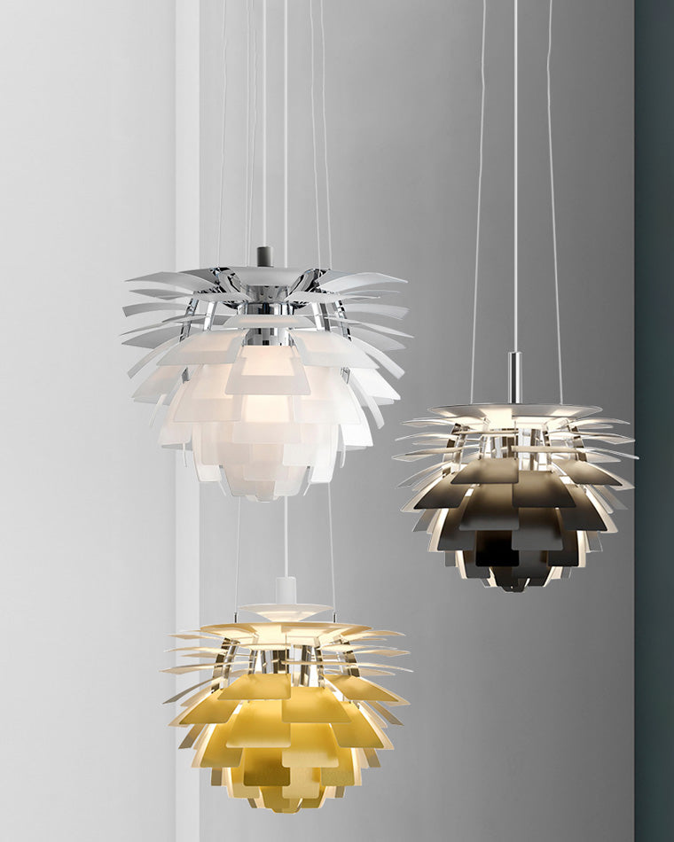 Layered Metal Fixture 19 in Wide Warm White E27 Socket Adjustable Height Kitchen Island Dining Room Cord Suspended Overhead Lighting Texture