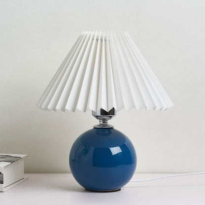 Ceramic Table Lamp with Fabric Shade – Modern Accent Lighting for Bedroom, Living Room & Home Office