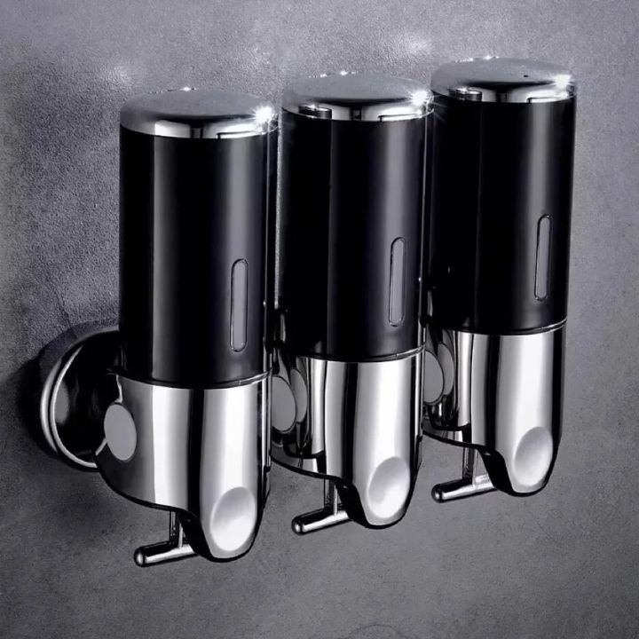 Distributeur de savon mural à pompe poussoir - Support à liquide en acier inoxydable pour shampoing, lotion et savon pour les mains dans la salle de bain, la cuisine et la douche