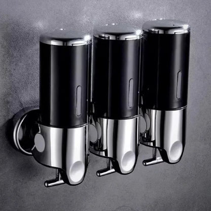 Distributeur de savon mural à pompe poussoir - Support à liquide en acier inoxydable pour shampoing, lotion et savon pour les mains dans la salle de bain, la cuisine et la douche