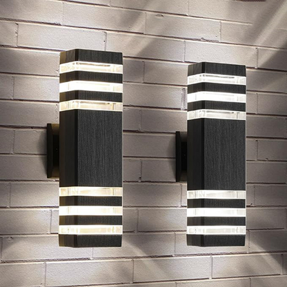 Exterior Sconce with Dual-Beam Illumination – Weatherproof Cylindrical Fixture for Entryways, Patios & Gardens – E27 Socket, IP65 Rating, Bl