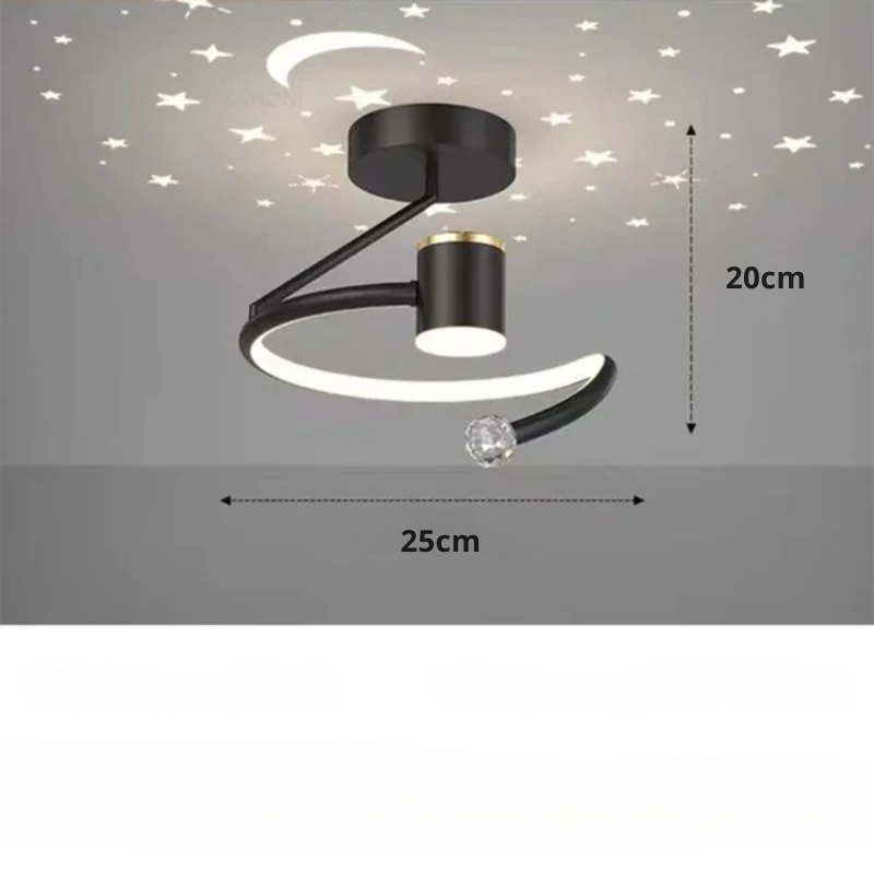 Plafonnier LED encastrable à intensité variable avec projection ciel étoilé pour chambres et couloirs | Luminaire rond en aluminium | 25 cm de diamètre