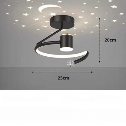 Plafonnier LED encastrable à intensité variable avec projection ciel étoilé pour chambres et couloirs | Luminaire rond en aluminium | 25 cm de diamètre
