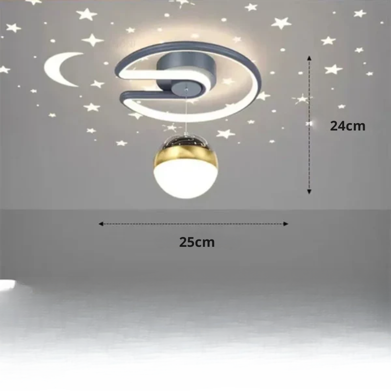 Plafonnier LED encastrable à intensité variable avec projection ciel étoilé pour chambres et couloirs | Luminaire rond en aluminium | 25 cm de diamètre