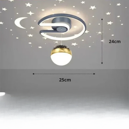 Plafonnier LED encastrable à intensité variable avec projection ciel étoilé pour chambres et couloirs | Luminaire rond en aluminium | 25 cm de diamètre