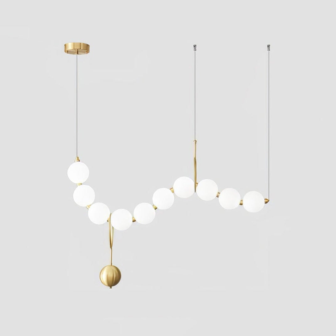 Cascading Glass Globe Pendant Light Fixture Gold White Contemporary Overhead Illumination for Breakfast Bar Eating Area Lounge 39 inch