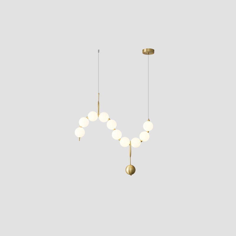 Cascading Glass Globe Pendant Light Fixture Gold White Contemporary Overhead Illumination for Breakfast Bar Eating Area Lounge 39 inch