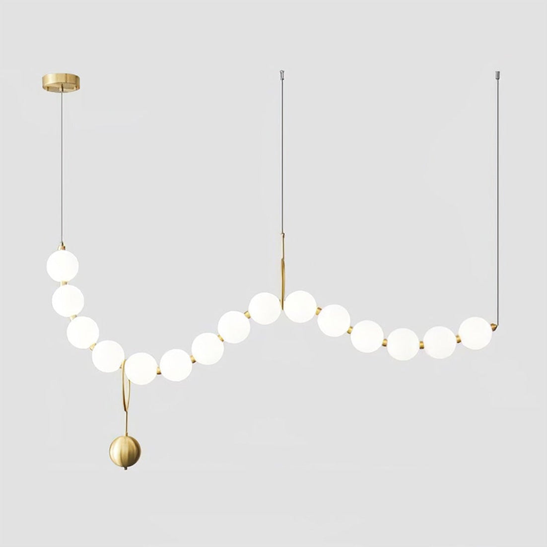 Cascading Glass Globe Pendant Light Fixture Gold White Contemporary Overhead Illumination for Breakfast Bar Eating Area Lounge 39 inch