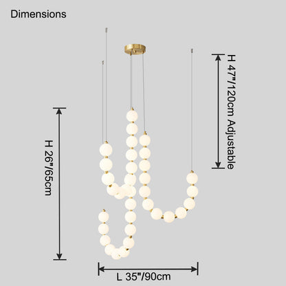 Cascading Glass Globe Pendant Light Fixture Gold White Contemporary Overhead Illumination for Breakfast Bar Eating Area Lounge 39 inch