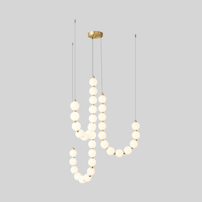 Cascading Glass Globe Pendant Light Fixture Gold White Contemporary Overhead Illumination for Breakfast Bar Eating Area Lounge 39 inch