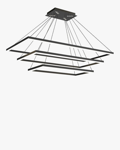 Multi-Tier Linear Suspension Fixture with Integrated LED, Adjustable Cable, Matte Black Metal Frame for Dining & Living Spaces