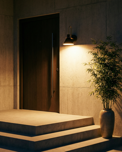Travertine and Wood Wall Sconce with Warm White LED Light for Bedroom Living Room Hallway Modern Minimalist Stone Accent Lighting