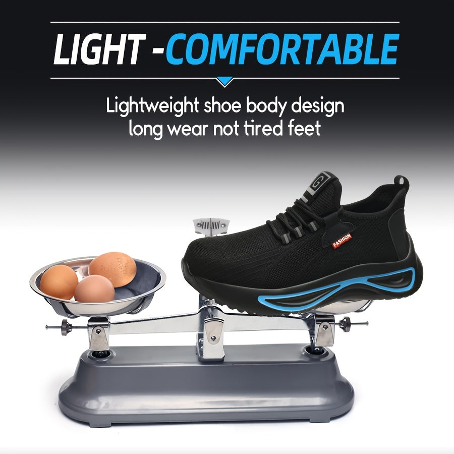 Steel Toe Work Shoes for Men Breathable Mesh Safety Footwear Puncture Resistant Slip-Resistant Outdoor Industrial Construction Job Site