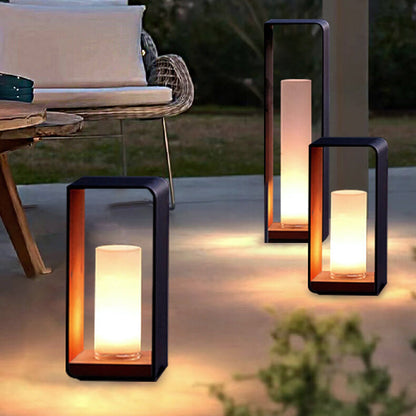 Outdoor Column Path Light – LED Weatherproof Garden Lamp with Rectangular Frame for Patio, Walkway & Landscaping