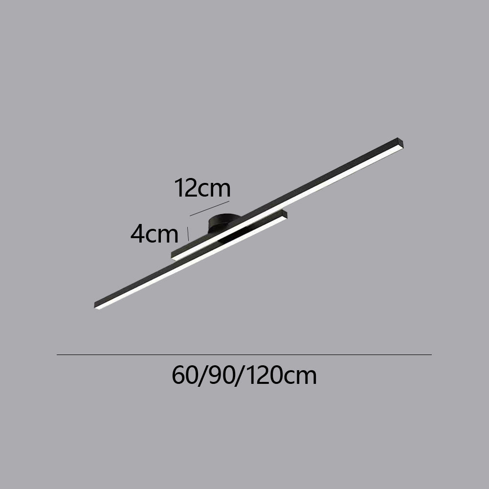 Flush Mount LED Overhead Light | Black Aluminum Linear Low-Profile Fixture for Bedrooms, Entryways & Compact Spaces | Modern Minimalist Desi