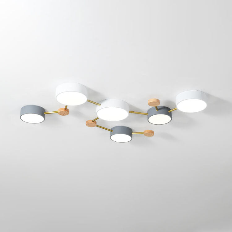 Contemporary Ceiling Light with Natural Wood Accents & Integrated LED | Geometric Multi-Bar Design for Living Rooms, Bedrooms, Hallways