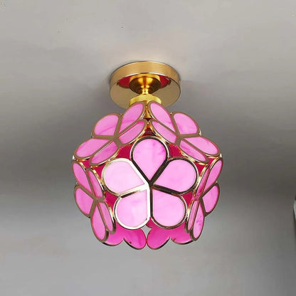 Floral Ceiling Light with Acrylic Petals and Gold Accents for Bedroom, Hallway, Living Room