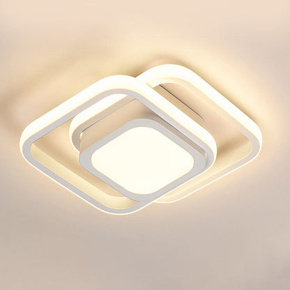 Dual-Loop LED Flush Mount Light Fixture Black Warm Glow for Entryways Contemporary Rooms Apartment Ceilings Low-Profile