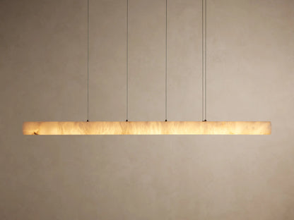 Linear Alabaster Stone Chandelier with Integrated LED – Modern Overhead Dining Room Island Light Fixture for Kitchen Contemporary Ceiling