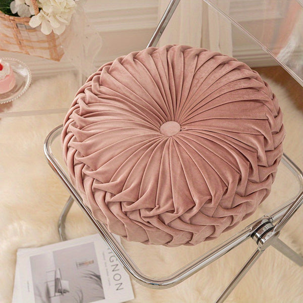 Veloura - Pleated Round Velvet Cushion
