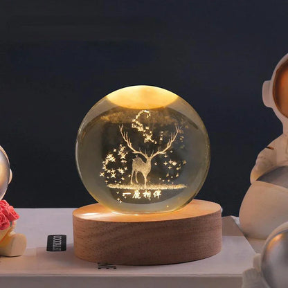 Cosmic Crystal Ball Night Light with LED Color Display | 25 Space Designs | USB Powered Galaxy Sphere Lamp for Bedroom, Living Room & Gift