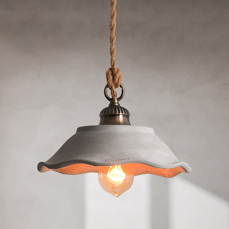 Concrete Pendant Light Fixture Gray Industrial Ceiling Lamp E26 Base Minimalist Hanging Shade for Kitchen Island Dining Room Living Room