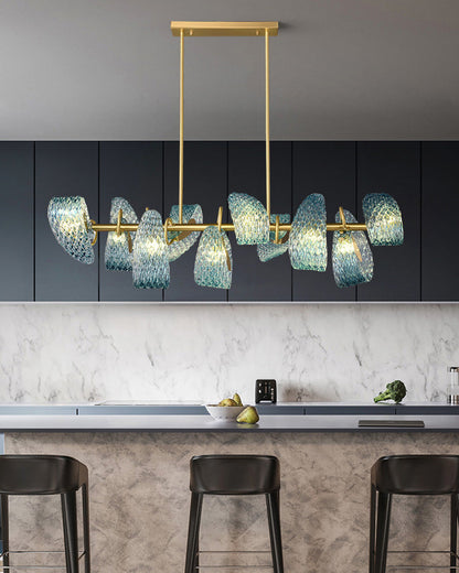 19-Light Glass Ceiling Fixture with Peacock Art Design for Dining Rooms & Large Spaces
