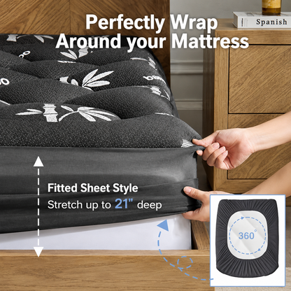 Eco Comfort | Surmatelas en viscose de bambou avec sur-matelas intégré | Grand bonnet pour un confort et un soutien optimaux