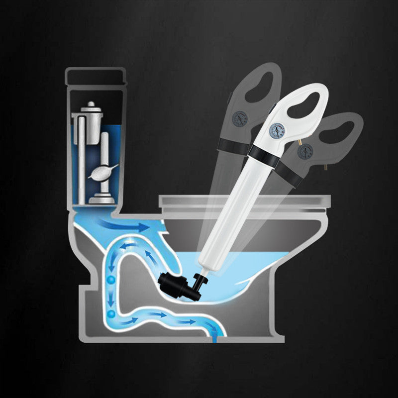 Pneumatic Drain Blaster Tool Kit for Sinks Toilets Tubs | Professional Pressure Pump Clog Remover System with 3 Nozzles | Unclogs Drains