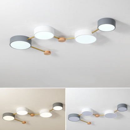 Contemporary Ceiling Light with Natural Wood Accents & Integrated LED | Geometric Multi-Bar Design for Living Rooms, Bedrooms, Hallways