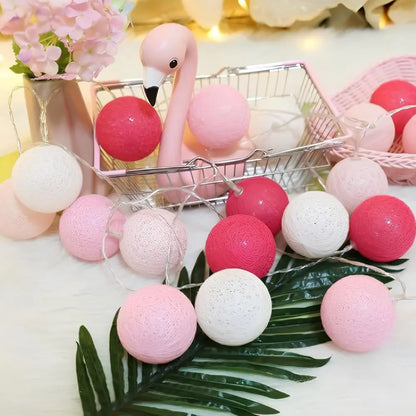 Cotton Ball String Lights LED Garland for Bedroom Living Room Nursery Party Decor USB or Battery Powered Ambient Lighting