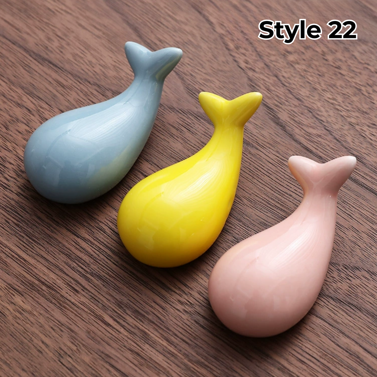 Porcelain Utensil Holders with Animal and Fruit Designs for Asian Dining – Set of 3 Decorative Tabletop Rests