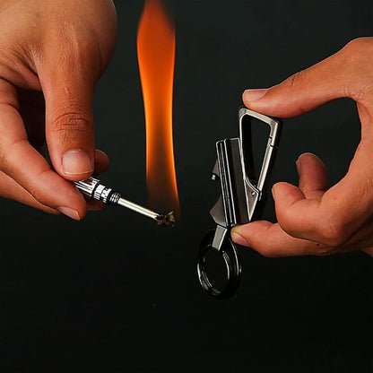 Porte-clés briquet rechargeable avec décapsuleur, alliage de zinc, 8,9 cm, étanche et coupe-vent, outil EDC pour camping et randonnée, noir, argent, doré