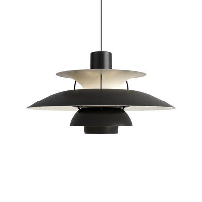 Layered Aluminum Hanging Lamp 12 in Diameter Contemporary Overhead Fixture for Kitchens and Dining Spaces E27 Socket Black Finish Modern Hom