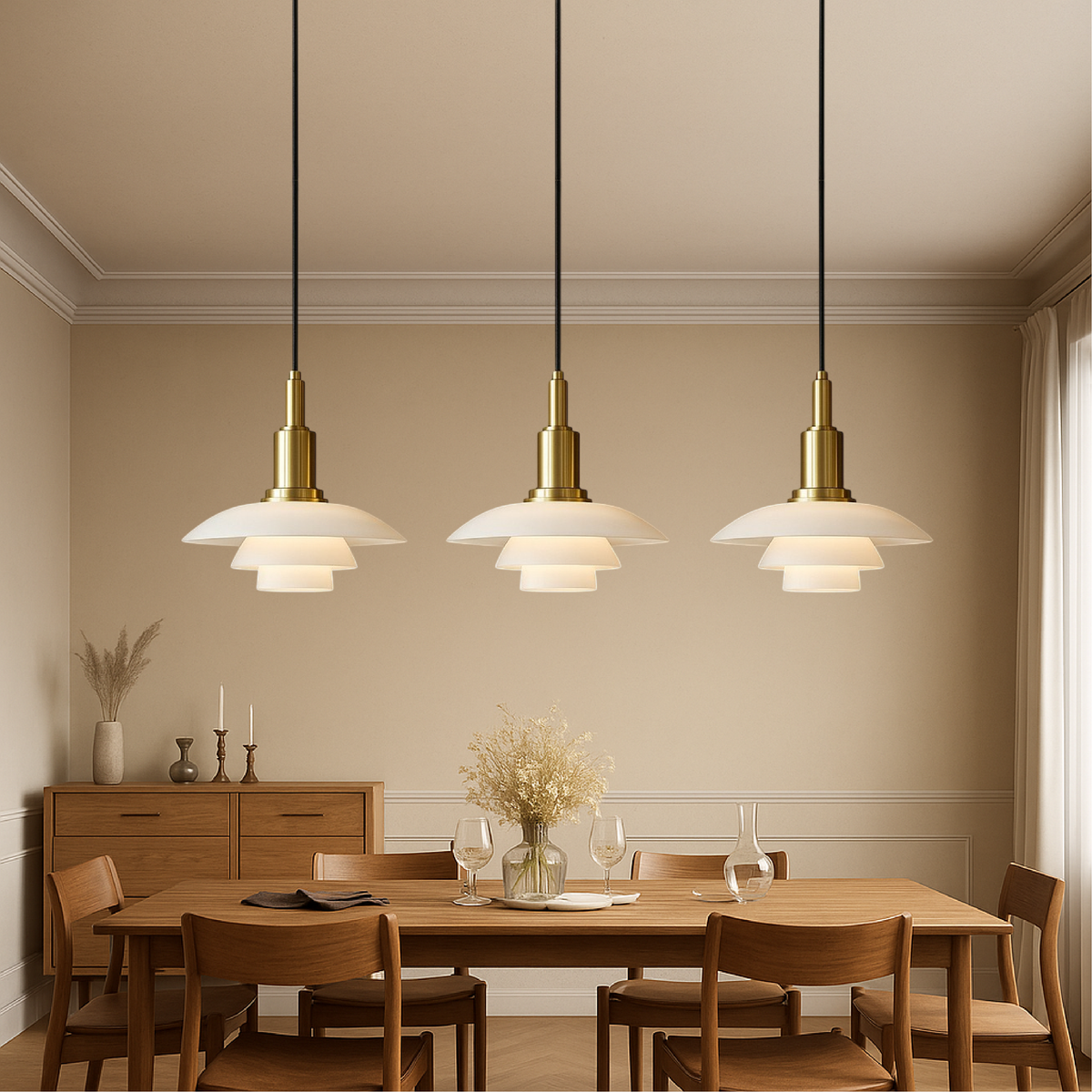 Glass Dome Ceiling Fixture 11 inch Multi-Light Hanging Lamp Metallic Finish for Dining Tables Kitchen Islands Adjustable Height Modern Home