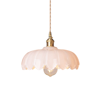 Botanical Glass Drop Light 8 inch Hanging Fixture Warm Ambience Brass Hardware for Countertop Island Breakfast Bar Nook Entryway Foyer Hallw