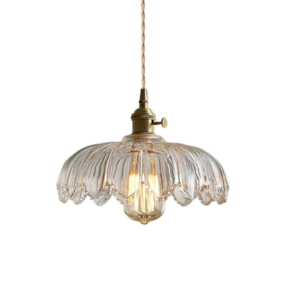 Botanical Glass Drop Light 8 inch Hanging Fixture Warm Ambience Brass Hardware for Countertop Island Breakfast Bar Nook Entryway Foyer Hallw