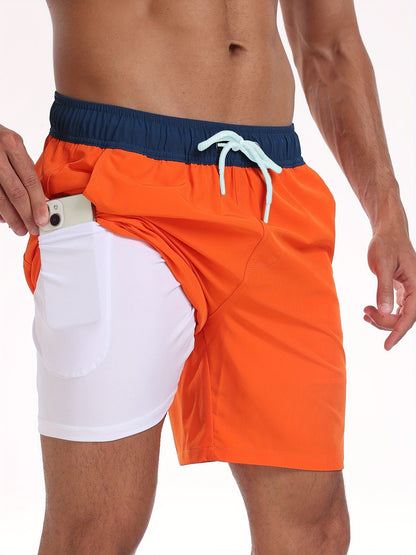 Men's Quick-Dry Swim Trunks with Phone Pocket | Stretch Board Shorts for Beach & Pool | Athletic Leisure Swimwear