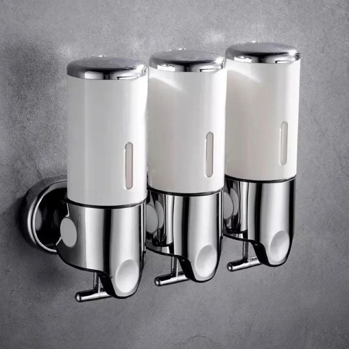 Distributeur de savon mural à pompe poussoir - Support à liquide en acier inoxydable pour shampoing, lotion et savon pour les mains dans la salle de bain, la cuisine et la douche