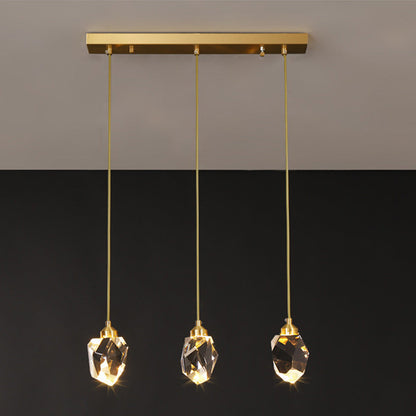 Adjustable Drop Fixture with Clear Tapered Shade & Brass Accents for Kitchen Islands, Breakfast Nooks, Entryways