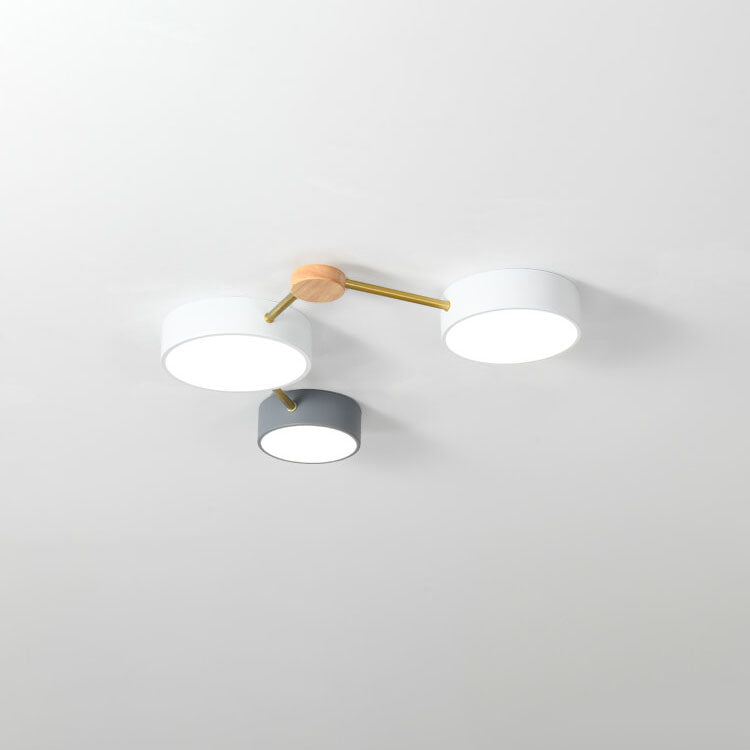 Rectangular LED Ceiling Light 36W Gray Wood and Metal Low-Profile Design for Bedrooms Entryways Modern Home