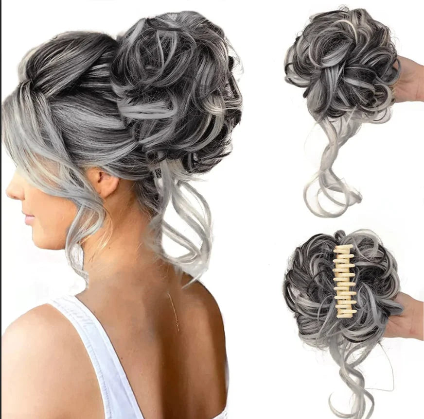 Curly Hair Bun Extension for Natural Volume - Clip-In Style