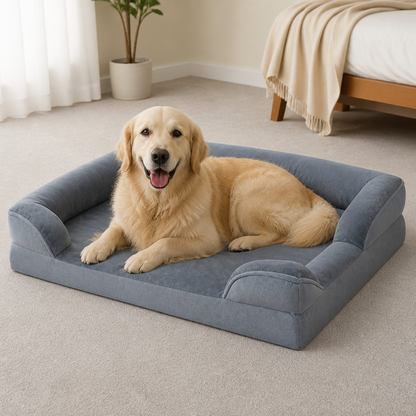 Panier pour chien en mousse alvéolée orthopédique antidérapant Ortekor (housse amovible et lavable)