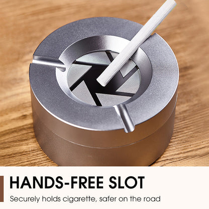 Stainless Steel Twist-Lock Ashtray for Car and Home | Odor-Sealing 360° Rotation Design Smokeless Holder
