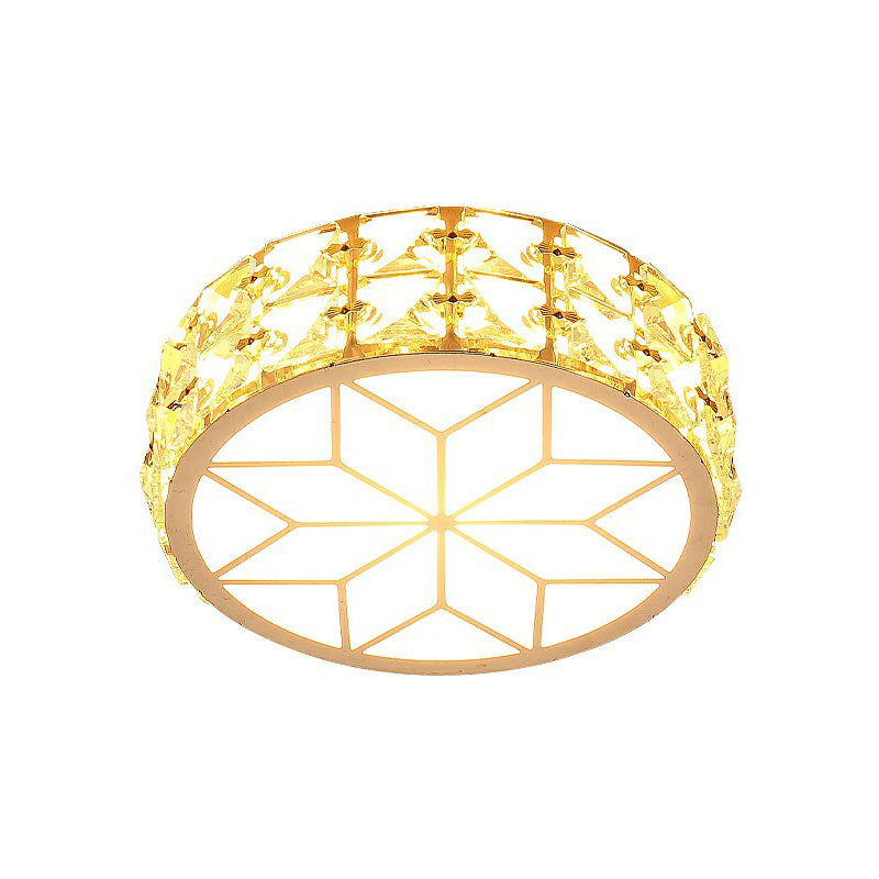 Round Crystal Flush Mount LED Ceiling Light 6" 8" Champagne Gold Modern Entryway Hallway Lighting Fixture Close to Ceiling Surface Mount