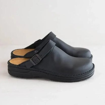 Genuine Leather Slip-On Clogs for Men – All-Day Comfort, Open-Back Design for Work & Casual Wear