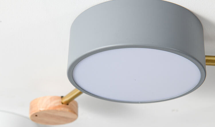 Rectangular LED Ceiling Light 36W Gray Wood and Metal Low-Profile Design for Bedrooms Entryways Modern Home